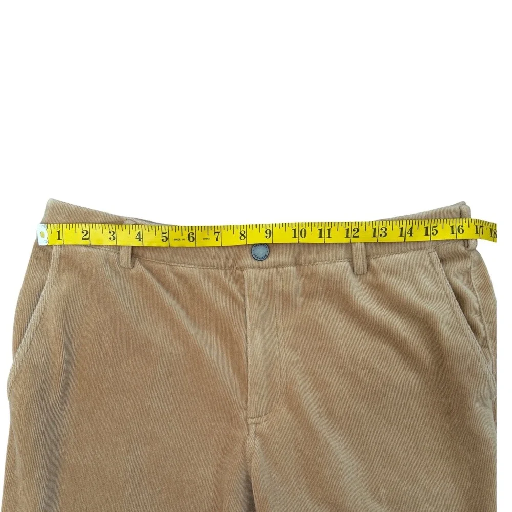 REDVANLY Collins Corduroy Pants Large Tan Pull On Stretch Golf Chino Trousers